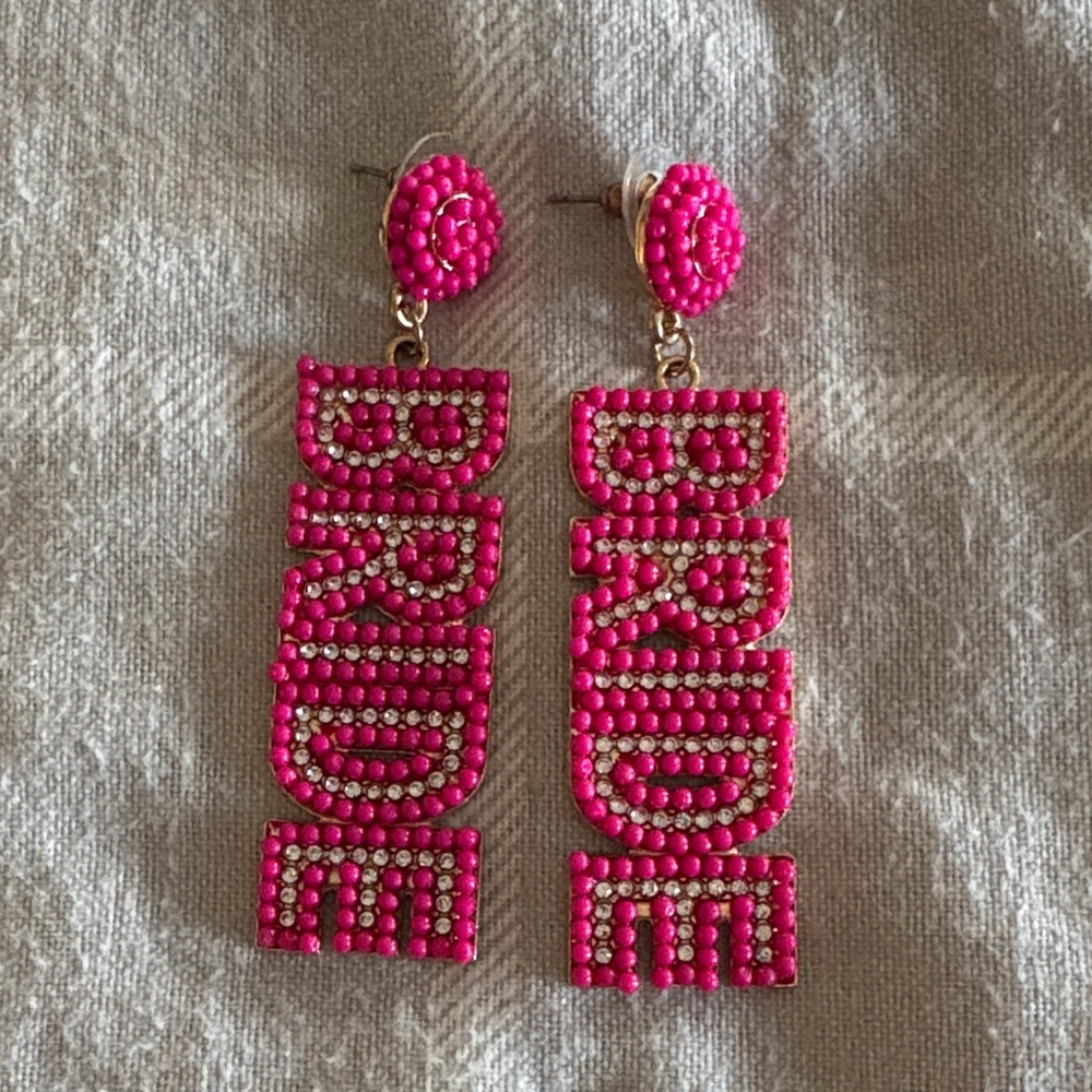 Pink Beaded 'Bride' Earrings